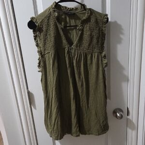 Lane Bryant Olive Green Ruffled Blouse